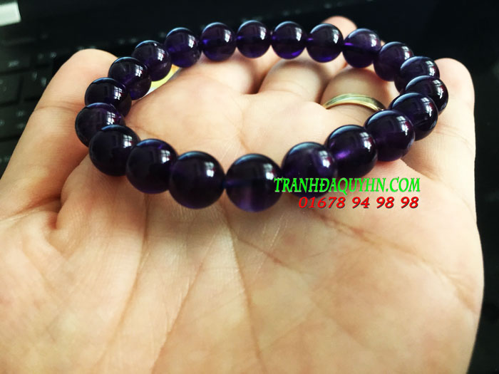 vòng tay đá thạch anh tím đậm 8 ly